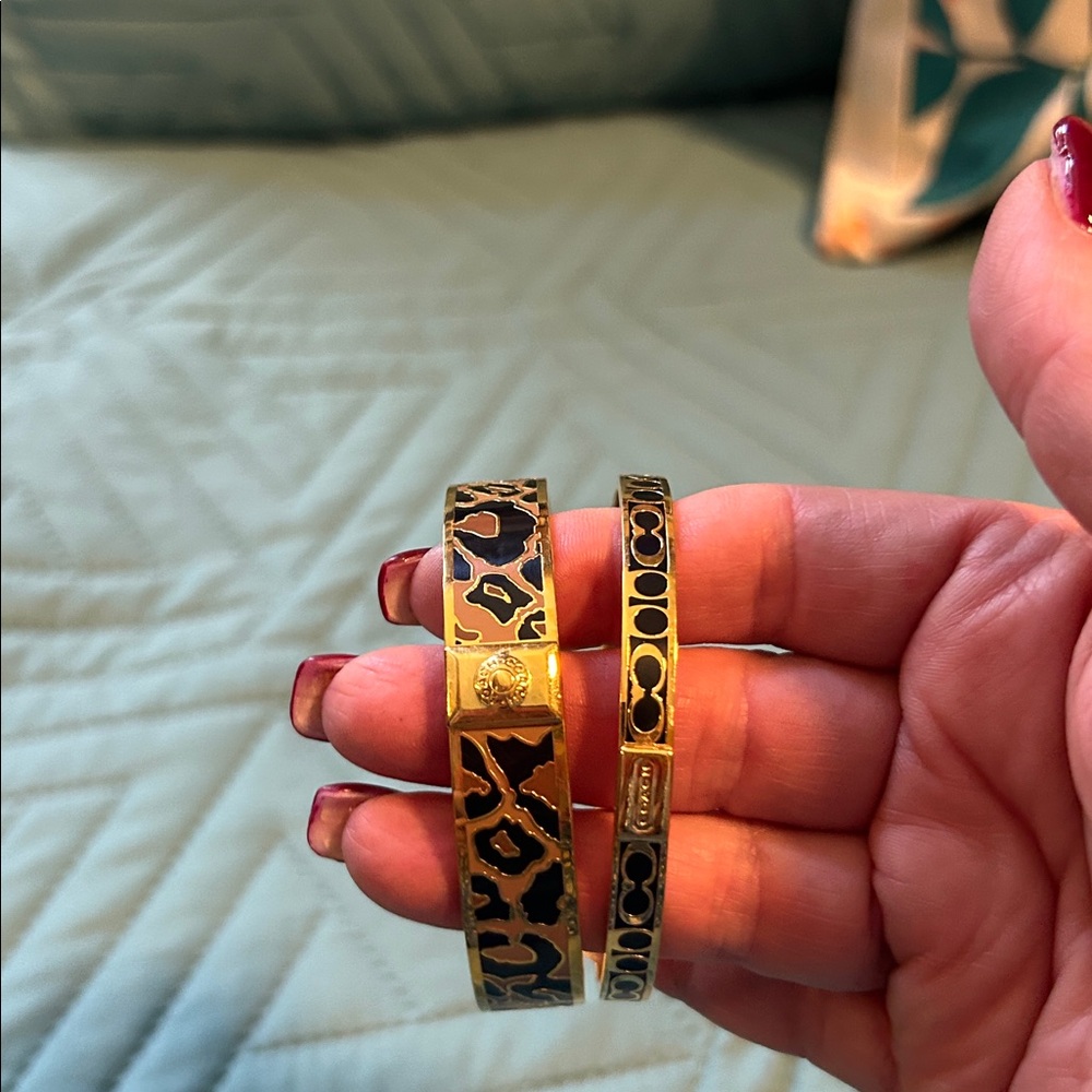 Coach Gold and Black Animal Print Bracelets